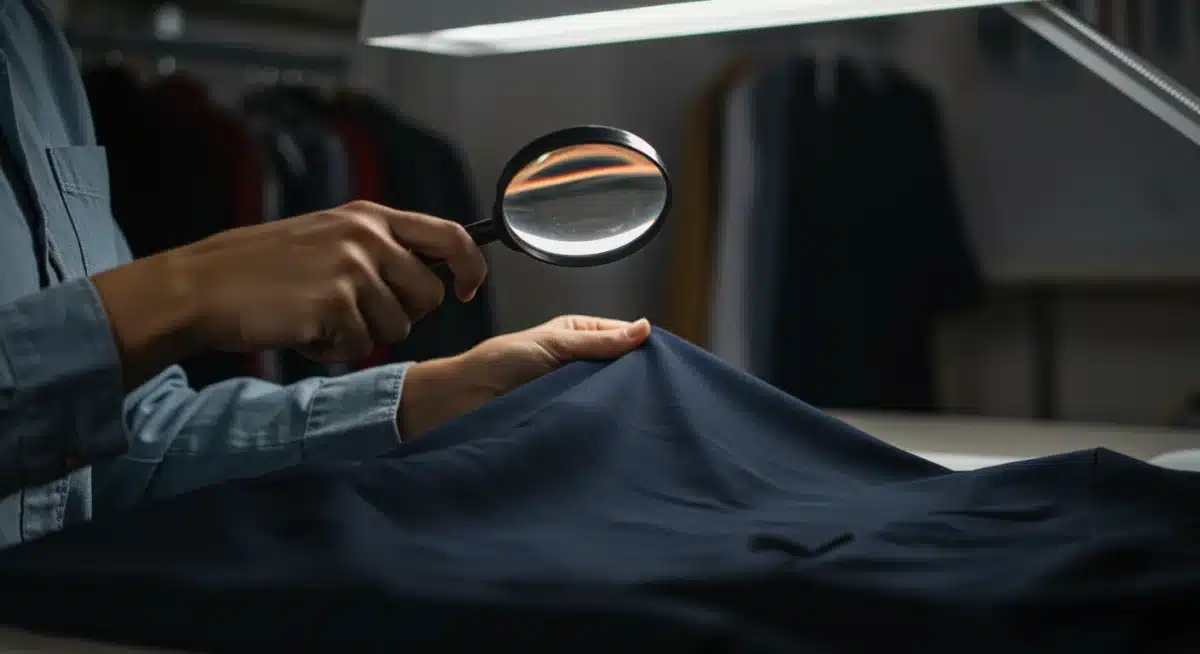 Quality inspection of used apparel before listing for resale.