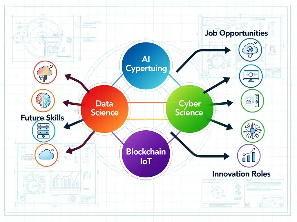 Infographic of emerging technologies and their associated job opportunities.