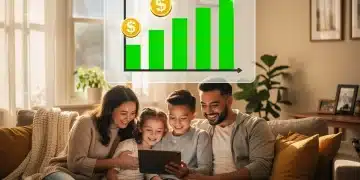 Family reviewing energy assistance program details on a tablet