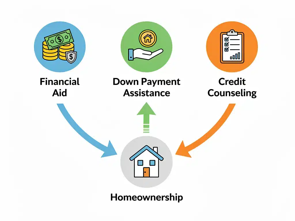 Infographic showing three federal programs for homebuyer assistance.