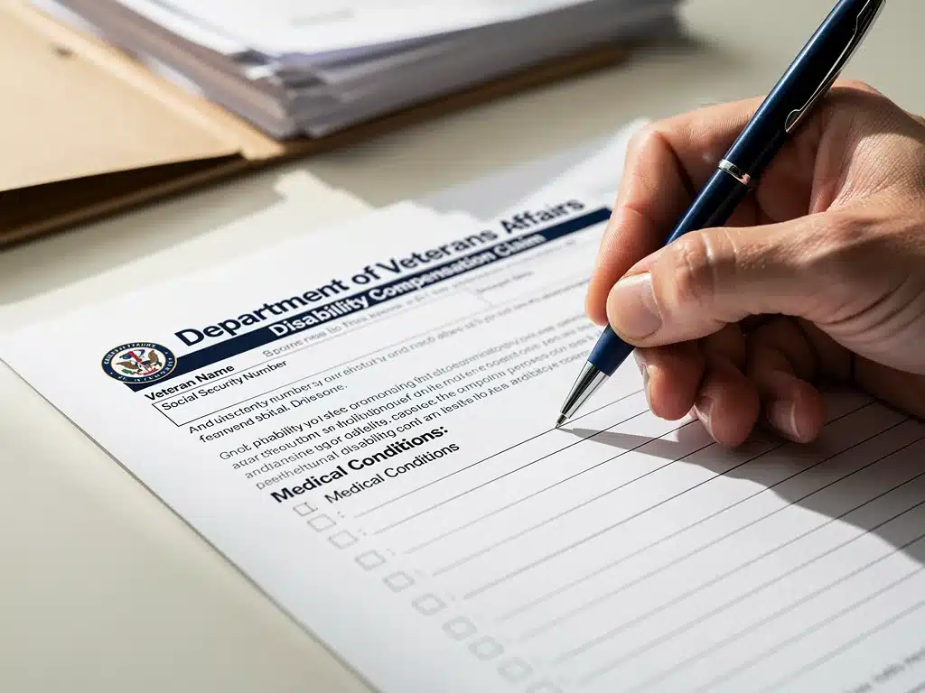 Filling out VA disability increase claim forms
