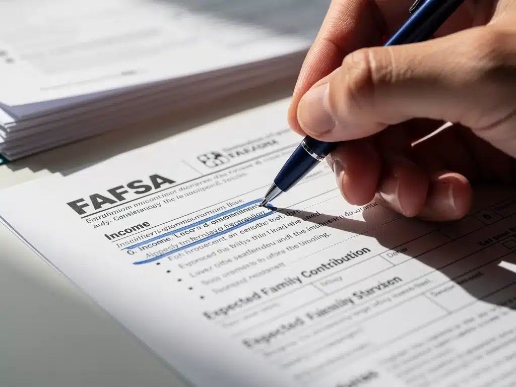 Hand highlighting a crucial section on a FAFSA form, indicating rule changes.